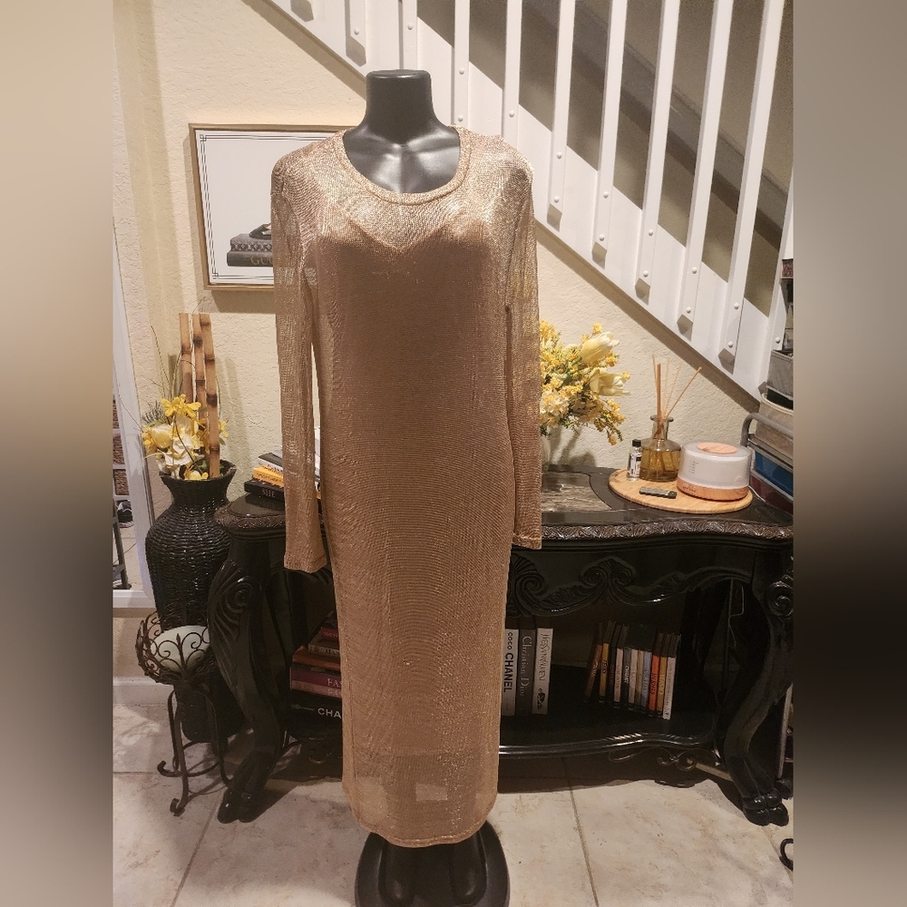 Zara knit mettalic mesh dress size M